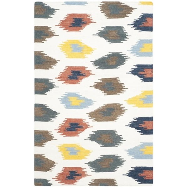 Safavieh Dhurries Hand Woven Flat Weave Rectangle Rug- Ivory - Multi- 3 X 5 Ft. DHU648A-3 - main